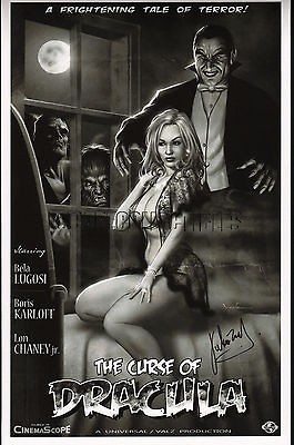   Curse of Dracula Signed Print Frankenstein & Wolfman 8.5X11