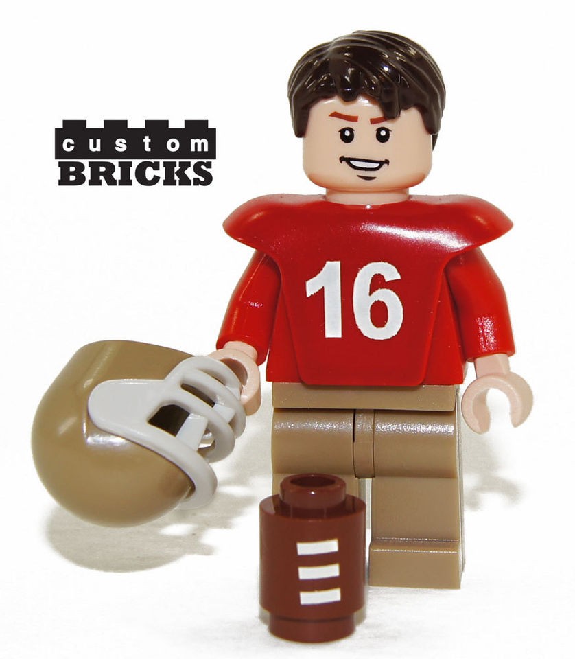   #16 MONTANA Football Quarterback Minifigure with Football & Helmet