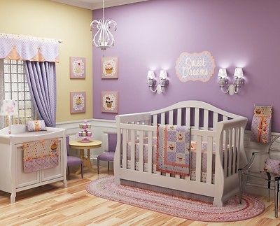   10PC CUPCAKE BABY CRIB NURSERY BEDDING SET CORAL & LAVENDER NEW