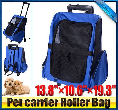 Pawhut Dog Pet Rolling Luggage Carrier Tote Bag Backpack Travel Crate 