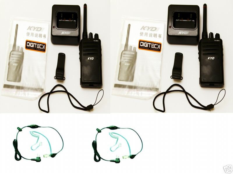 S1  NEW 2 X RECHARGEABLE UHF TWO WAY RADIO HANDSFREE