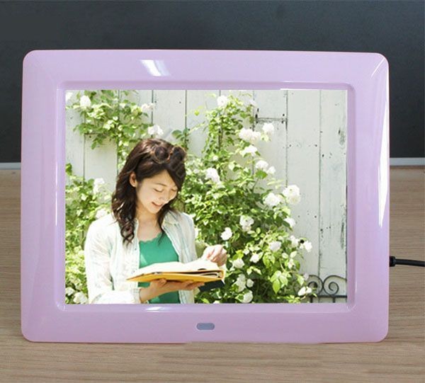 New Pink 8 inch LCD Screen Digital Photo Frame Alarm Clock  MP4 