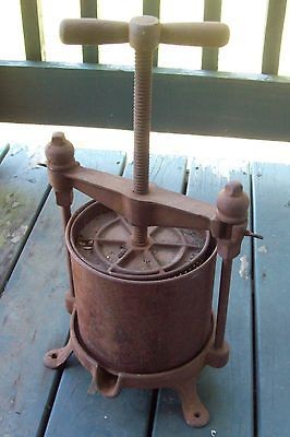   Cast Iron Metal Wood Fruit Wine Juice Press Has Wear Nds Wrk Rpr