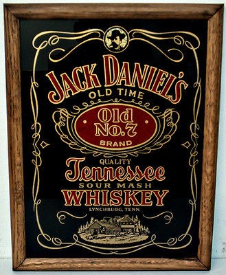 VINTAGE 1970s JACK DANIELS WOOD FRAMED 10x13 MIRROR * RED/GOLD