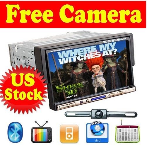 Free CAM 7Single 1 Din In Dash Car Radio DVD Player Touch Screen BT 