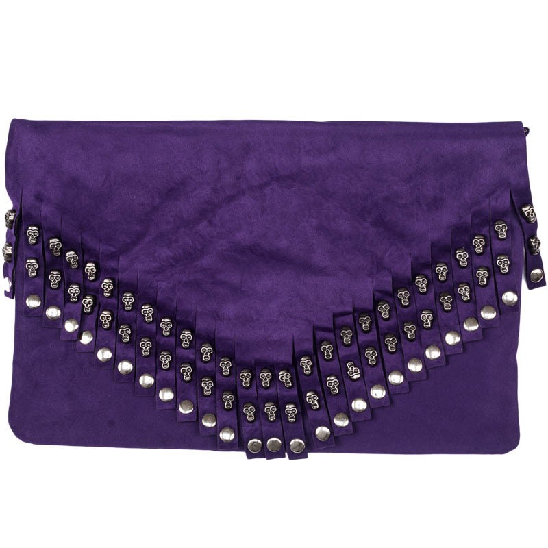 fringe bag purple suede