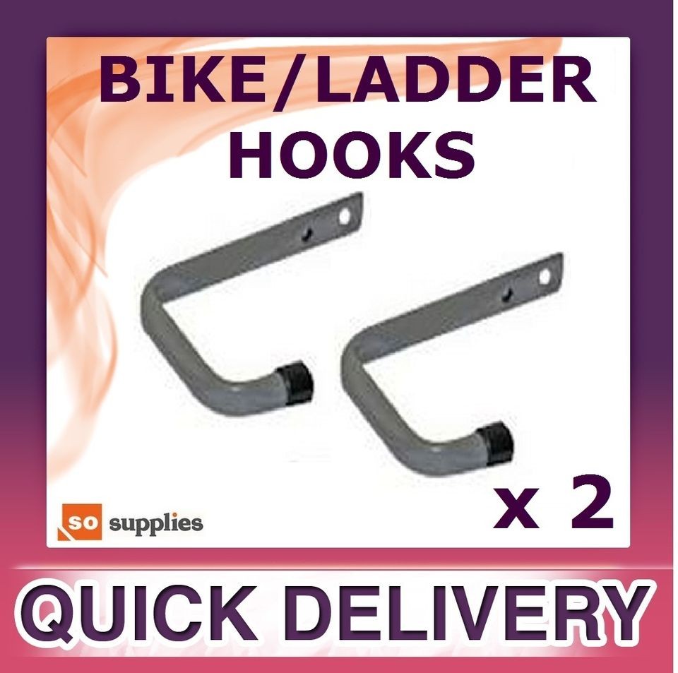 HEAVY DUTY STORAGE HOOKS GARAGE SHED BIKE BICYCLE CYCLE LADDER 