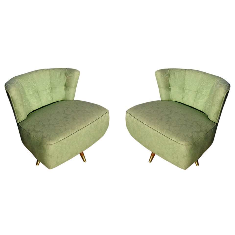   of 1950s Mid Century Swivel Lounge Slipper Chairs PRICE REDUCED 50%