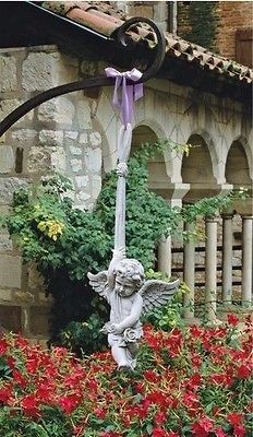   Play Hanging Sculpture Statue in Stone Resin Angel Cherub Garden