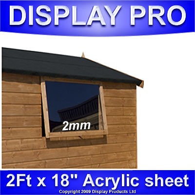 PLASTIC SHED WINDOW CLEAR PLEXIGLASS 2Ft x 18 2mm