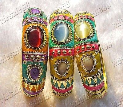   lots 3pcs cat eye gemstone exquisite cloisonne charm bracelets