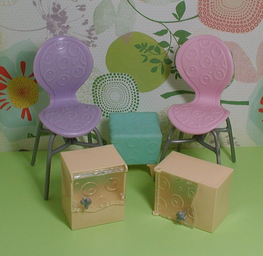 Barbie Bratz Dollhouse FURNITURE Lot of 5 Pink Purple Chairs; End 