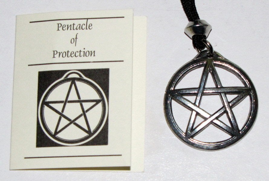 PENTACLE OF PROTECTION PENDANT AMULET necklace pewter wicca witch