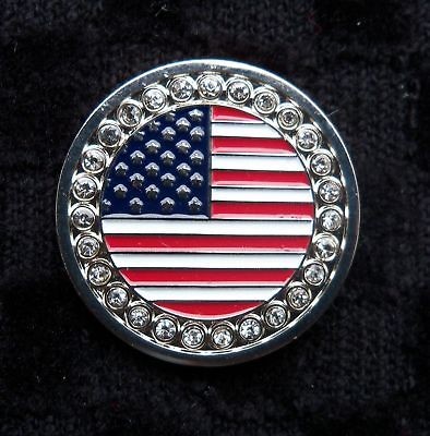 Premium Crystal American Flag Golf Ball Marker + Free Bonus