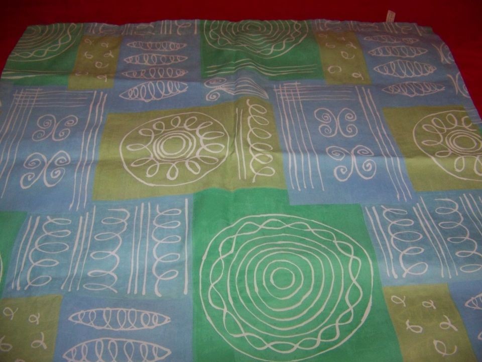 CREATIVE BATH GREEN/BLUE/TEA​L GEOMETRIC SWIRL FABRIC SHOWER CURTAIN