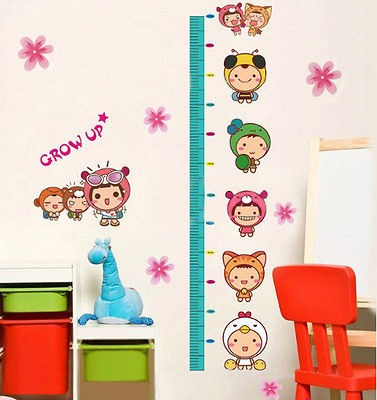 Lovely Kids Growth Height Chart Measure Wall Sticker Nursery Kids 