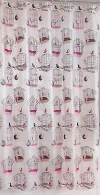 SHOWER CURTAIN ISNT THAT TWEET (SWEET) PINK BLACK GRAY BIRDS 70 X 72