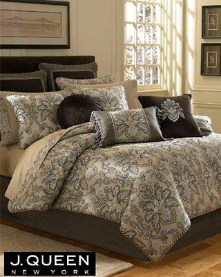 QUEEN New York TOSCA Queen COMFORTER Sheets Taupe Platinum Brown 