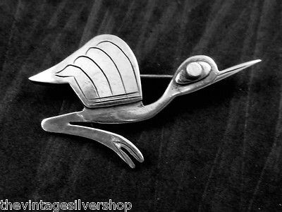 VINTAGE LAFFI PERU PERVIAN STERLING SILVER ENAMEL BIRD PIN BROOCH 