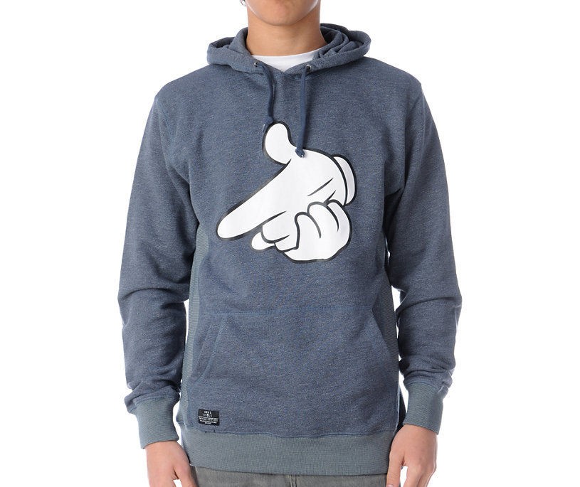   Airgun Hoodie Navy Blue Grey white black hands crewneck heather