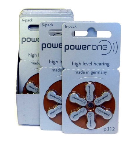 PowerOne Hearing Aid Batteries Made in Germany Size 312 Expire 2015