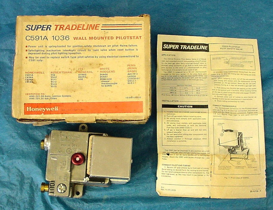 HONEYWELL WALL MOUNTED PILOTSTAT MODEL NUMBER C591A 1036    FREE 