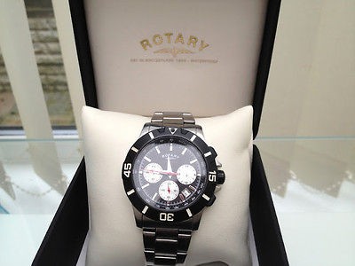 ROTARY GENTS CHRONOGRAPH CHRONOSPEED WATERPROOF STAINLESS STEEL SWISS 