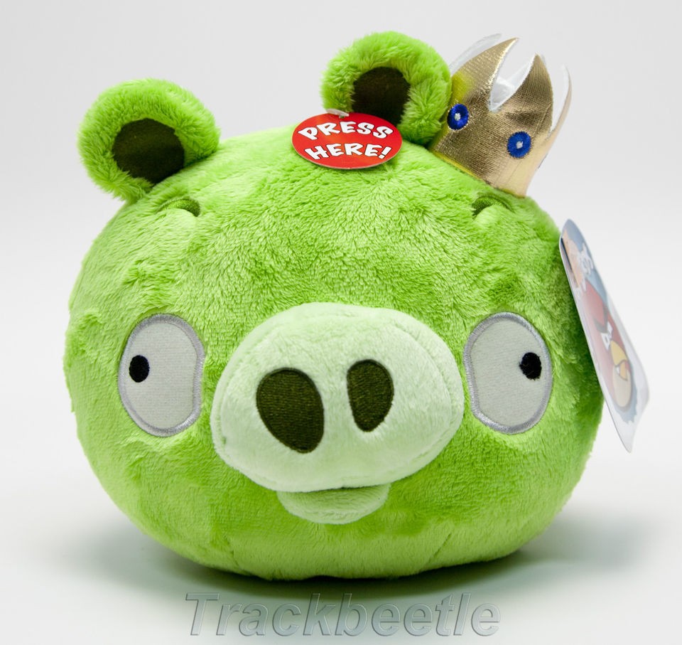 GREEN PIG CROWN Angry Birds w/ sound plush toy w/ tags collectors 