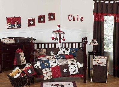 CHEAP DESIGNER JOJO DESIGN HORSE WESTERN THEMED COWBOY BABY BOY CRIB 