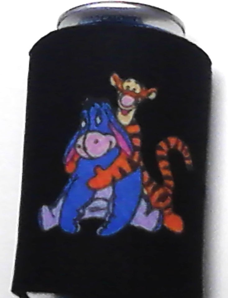 CUSTOM CHARACTER TIGGER EEYORE FABRIC APPLIQUE SODA/BEER BLACK 