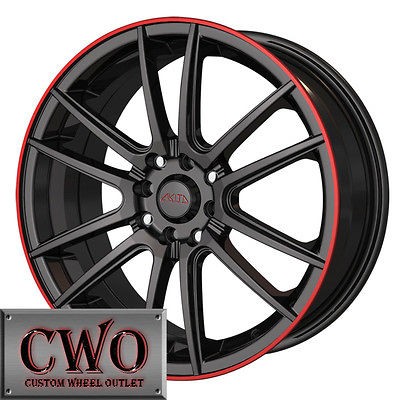 17 Black Akita AK77 Wheels Rims 5x100/5x114.3 5 Lug Jetta Altima 