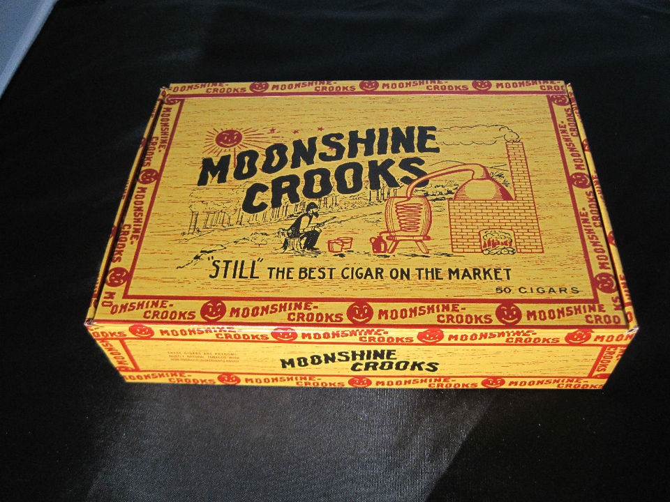 Cigar box Moonshine Crooks, new from last factory Red Lion PA