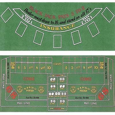 BlackJack Craps Felt Layout 72 x 36 Black Jack Table