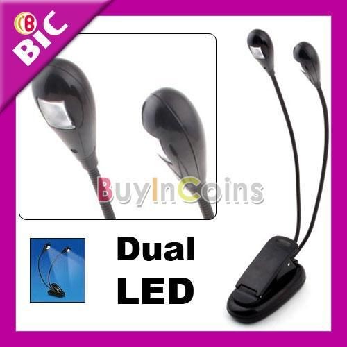 Dual Arm 2 LED Flexible Stand Book Laptop Light Lamp