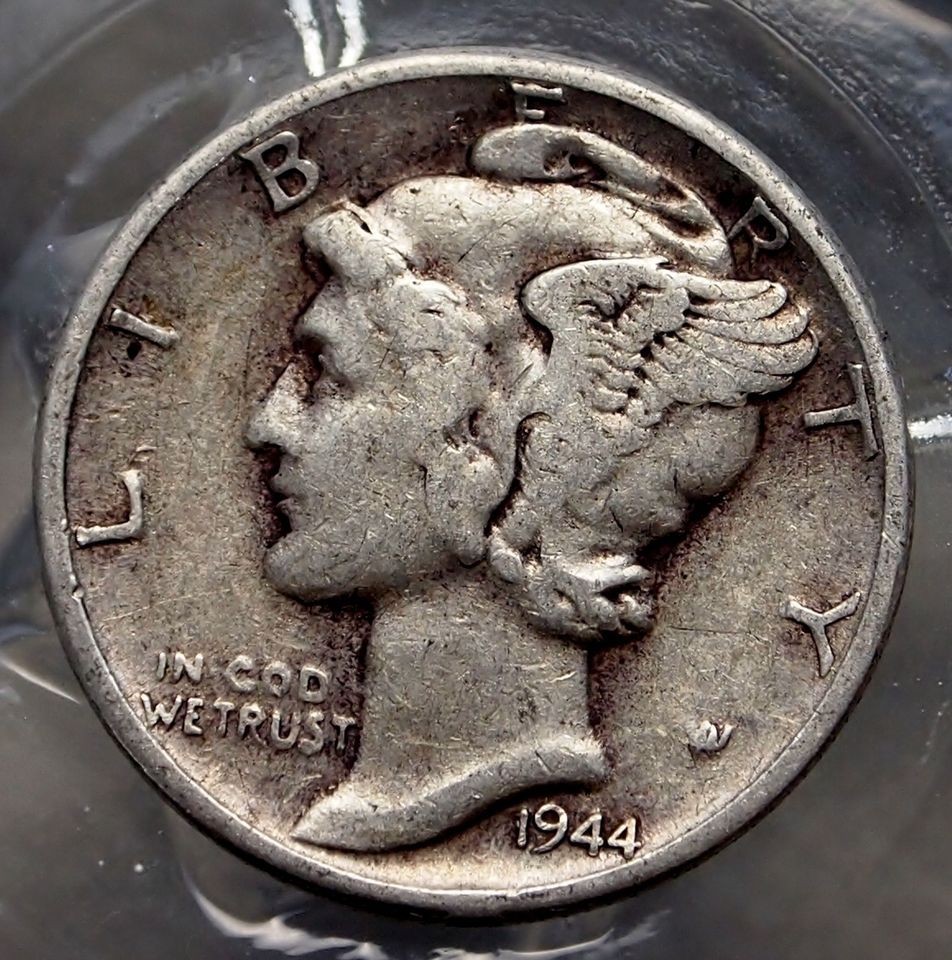 FINE 1944 P 90% SILVER WINGED LIBERTY (MERCURY DIME)#9571