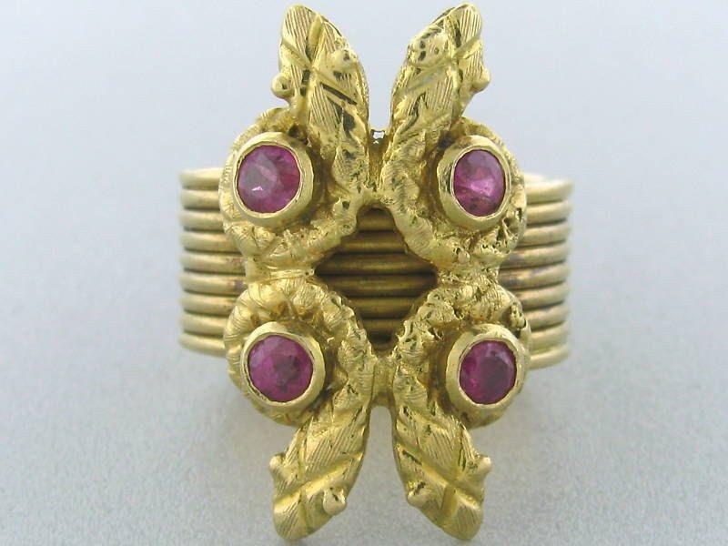 ILIAS LALAOUNIS 18K GOLD RUBY SNAKE RING