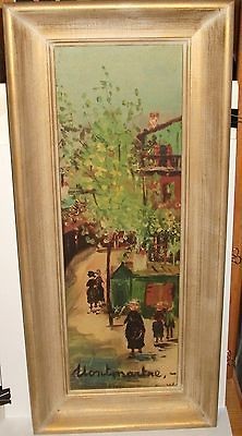 MAURICE UTRILLO MARKET SCENE OLD COLOR LARGE FRAMED LITHOGRAPH