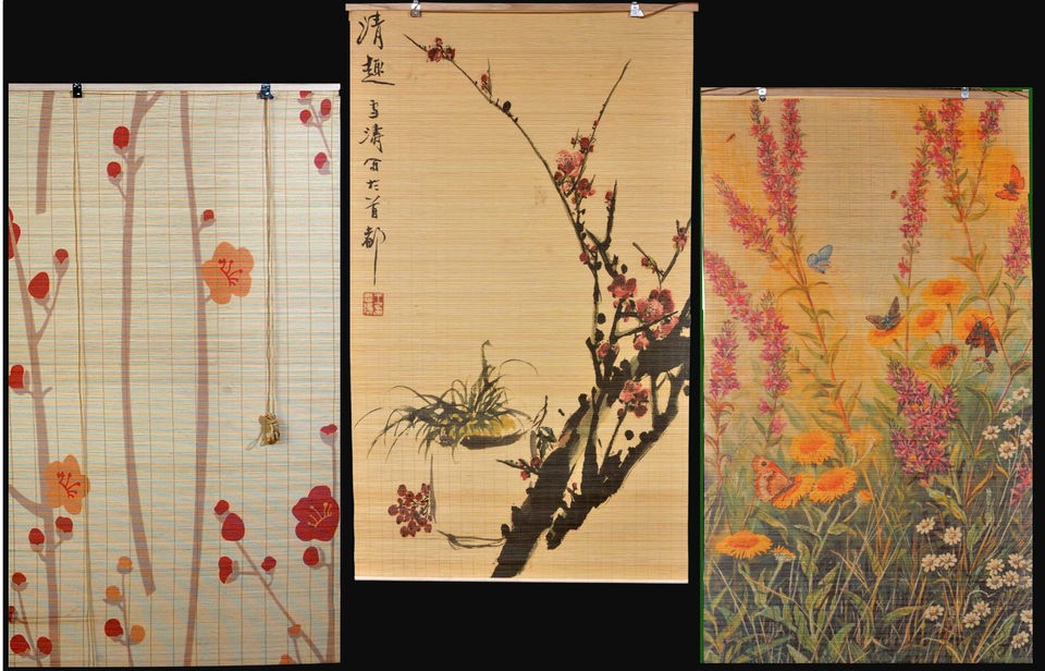 Bamboo Window Blinds With Art Painting.