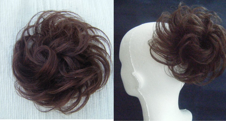 100% Human hair scrunchie extension Brown with dark Auburn mix