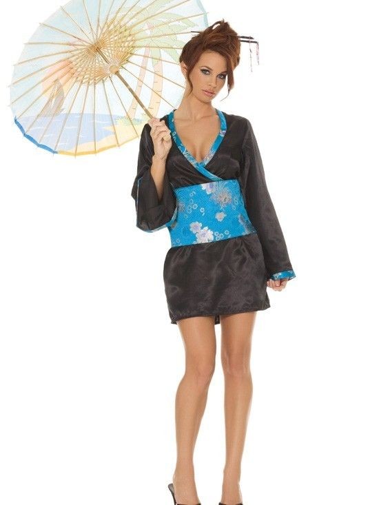   Doll Costume Dress Sash PARASOL INCLUDED Asian Geisha Satin 9378