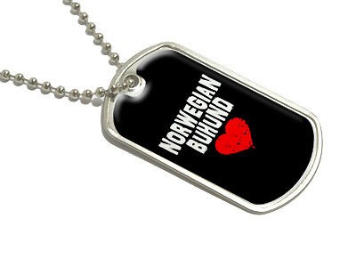 Norwegian Buhund Love   Black   Military Dog Tag Luggage Keychain