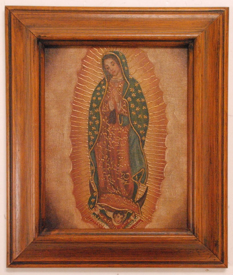 Vintage Antique Style Religious Oil Painting of Guadulupe 12x 14 