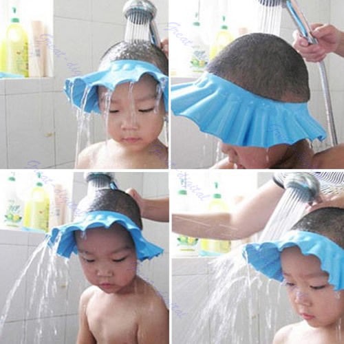 Soft Adjustable Baby Kids Children Bath Shower Shampoo Cap Hat Wash 