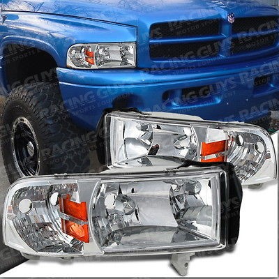   98 99 00 01 DODGE RAM 1500 2500 3500 CHROME HEADLIGHT HEADLIGHTS SET