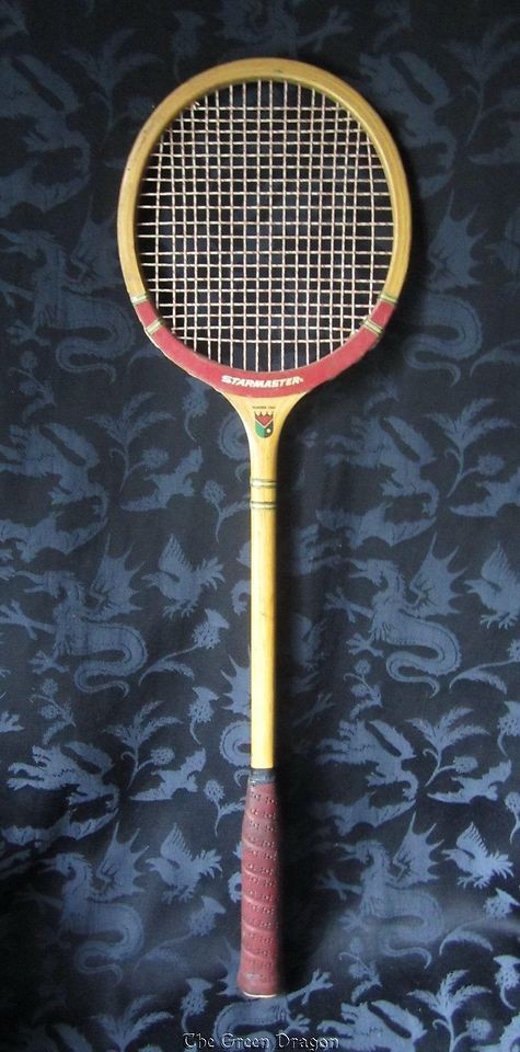 VTG Starmaster Antique Wooden BADMINTON RACQUET Sport Squash Leather 