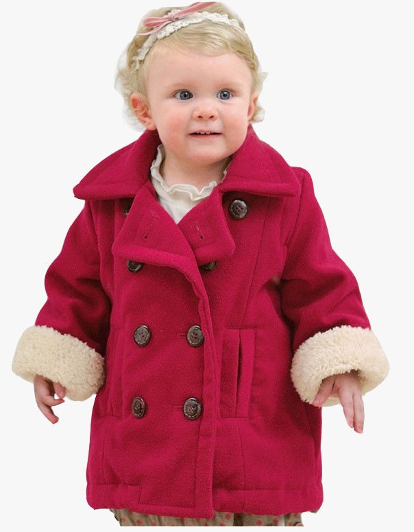 Baby Kids Girls Red Double Breasted Winter Jacket Coat Long Sleeve 