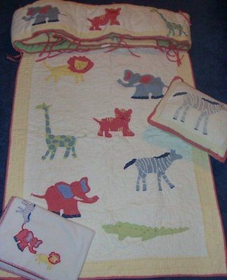 Pottery Barn Kids Jungle Safari Animal Crib Bumper/Quilt/B​lanket 