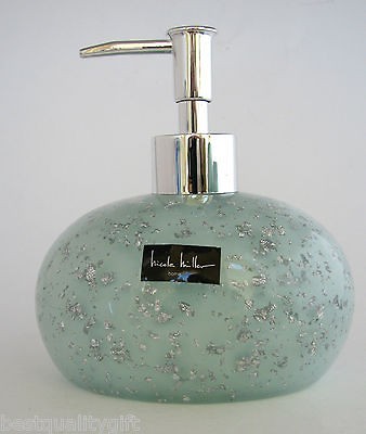   MINT/SILVER 3 D LEAF RESIN SOAP/LOTION DISPENSER KITCHEN/BATH N​EW