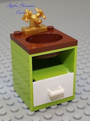 NEW Lego Belville BATHROOM SINK Lime Green & White w/Gold Faucet 