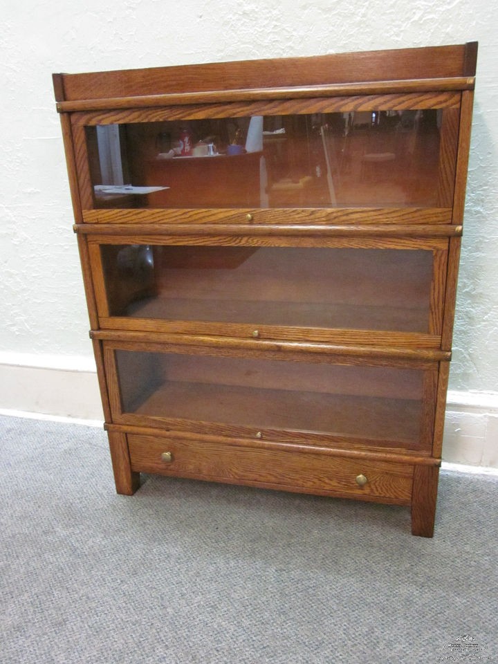 Antique Oak 3 section Lawyers Stack Barristers Bookcase